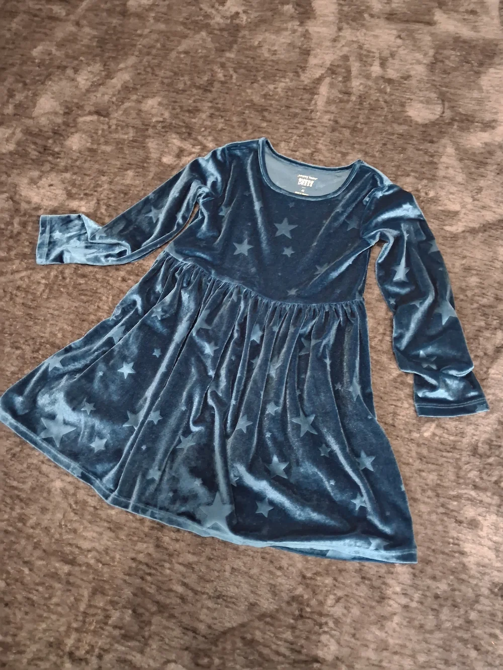 Jumping Beans Blue Velvet Star Knee Length Long Sleeve Winter Dress Girls 4T